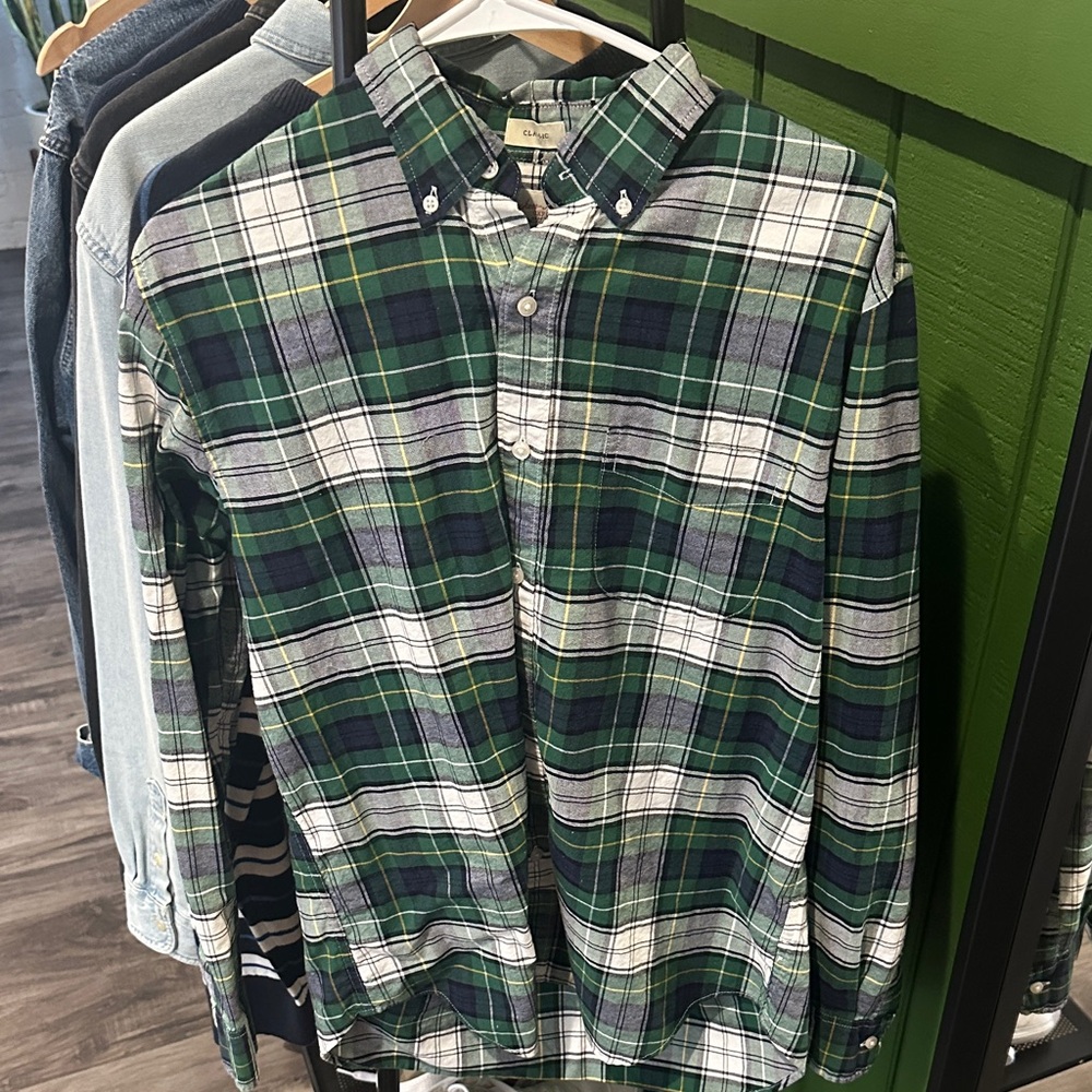 J. Crew Oxford Green Plaid Men's Shirt